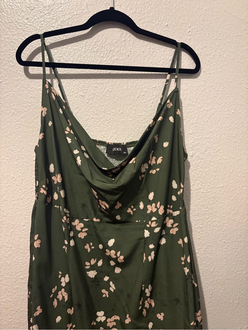 Cider Olive Green Floral Cowl Neck Camisole
